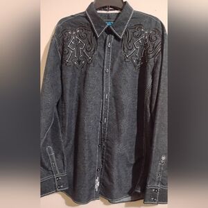 Roar Signature Button Down Shirt Mens XL Black